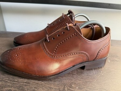 New Men s Allen Edmonds Siena Medallion Chili Brown Leather Oxfords sz 8.5 EEE