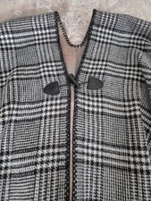 Dogtooth Black & White Knitted Style Cape Oversized Scarf Shawl One Size