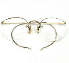 Vintage AO 12K GF Cable Temple Riding Bow Rimless Glasses 45-18