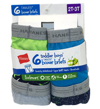 Eco Smart Boxer Briefs Toddler Boys 2T-3T  Hanes Multicolor 6 Pairs Cotton Blend