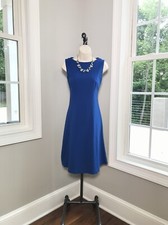 Talbots Sleeveless Blue Fit & Flare Knit Dress ~ Women’s 4 EUC