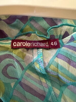 Blouse Sans Manches 100% Soie Turquoise Carole Richard - Taille 46 Femme - Occasion Très Bon état