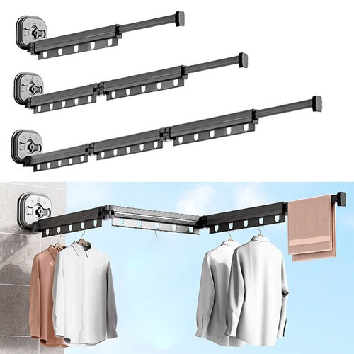 Folding Clothes Drying Rack Aluminum Airer Hanger No Punching Laundry Organizer - Picture 4 of 20