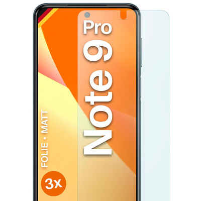 3x Schutzfolie Matt für Xiaomi Redmi Note 9 Pro Displayschutz Dünn Anti Reflex