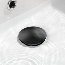 Wasserrhythm Tappo A Molla Click Clack Per Lavabo | Nero Opaco, Acciaio Inox 304, Filetto G1 1/4 BSPP