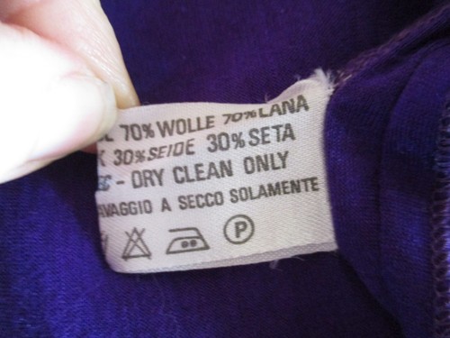 Vintage 80s Leonard Paris Skirt Outfit Set Purple Wool Jersey Silk Trim M/L - Picture 9 of 12