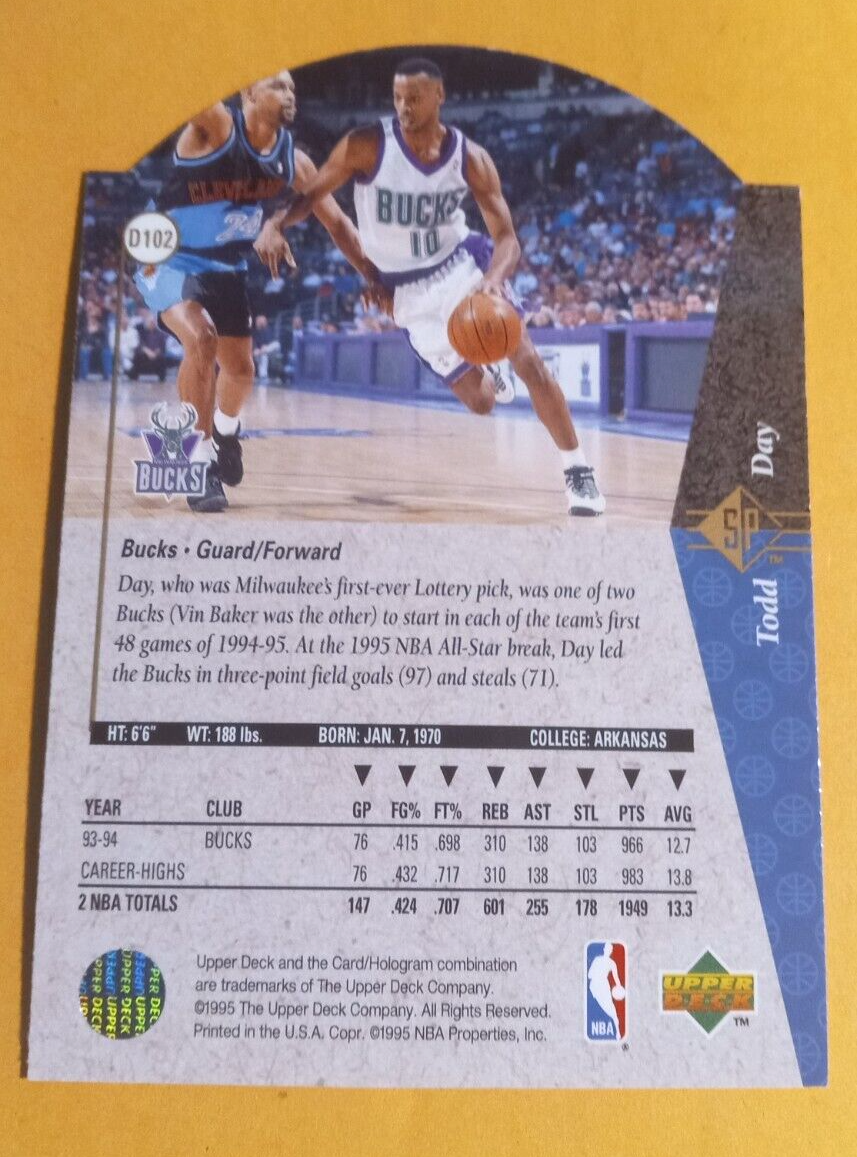1994-95 SP Die-Cut Todd Day #D102 - Bucks | eBay