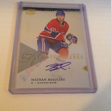 13-14 2013-14 UD TRILOGY NATHAN BEAULIEU ROOKIE PREMIERES /699 122 CANADIENS