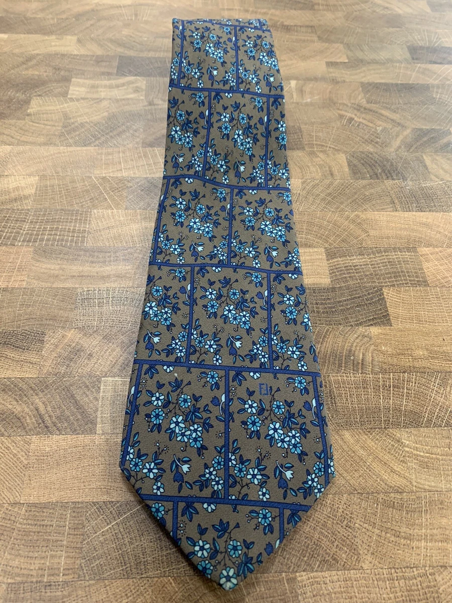 FENDI ROMA SILK TIE FLOWERS BROWN