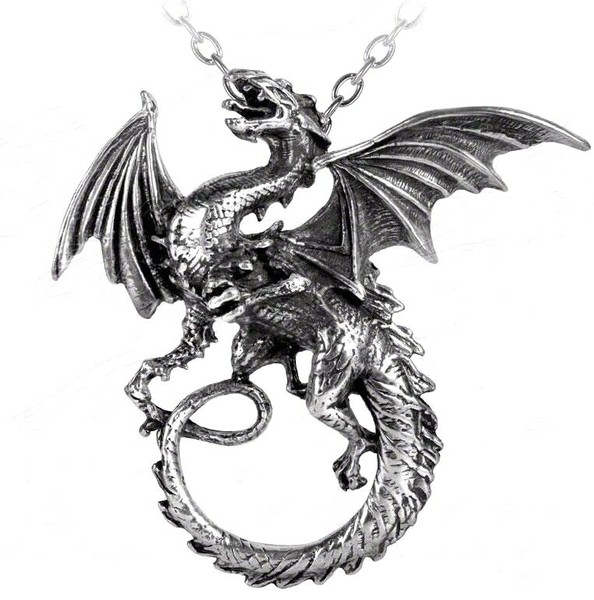 Alchemy Gothic Whitby Wyrm AnhäNger Kette Drachen Halskette Silber P323-image