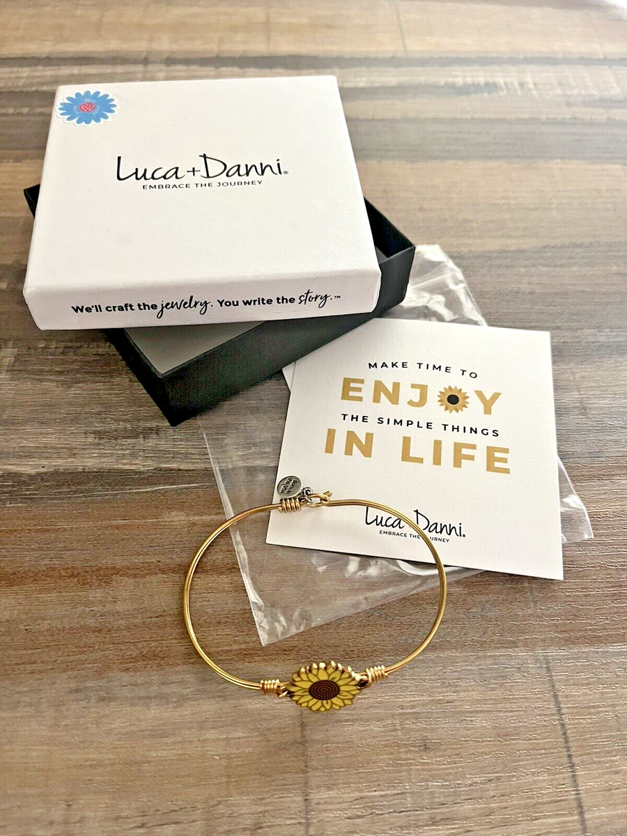 Luca And Danni Sunflower Gold Toned Bangle Bracelet, Make Time To