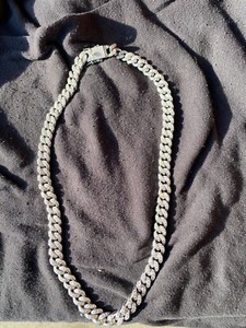 Authentic White gold-plated,, Cuban link necklace (24inch, 12mm thick)