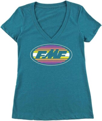 FMF Women's Rip It V-Neck Short Sleeve Tee T-Shirt Teal Size Small New / 516561