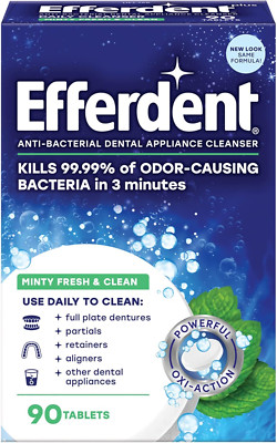 Denture Cleaner Minty Fresh & Clean, Retainer Cleaning Tablets for Aligners, Den
