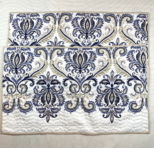 2 New Madison Park Paisley Print Quilted King Pillow Case Sham in Blue  Beige