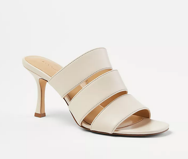 APL NUOVI SANDALI ANN TAYLOR PELLE AVORIO TRE CINTURINI SCARPE TACCO ALTO TAGLIA 7