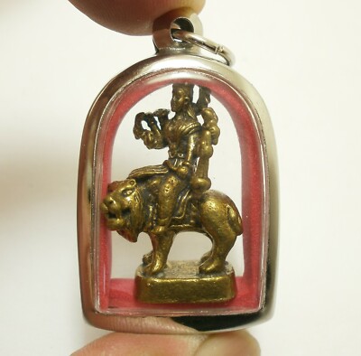 DURGA ANHÄNGER PARVATI KALI UMA DEVI LÖWE MESSING AMULETT GÖTTIN SHAKTI HINDU...