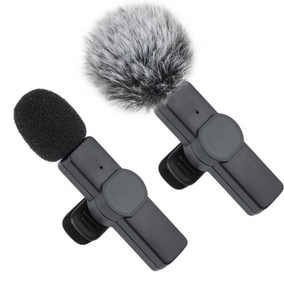 2X Lavalier Microphone Wireless Audio Video Recording Mic For Android/iPhone