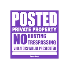 Posted Private Property No Trespassing Signs 11" x 11" - Tyvek Material