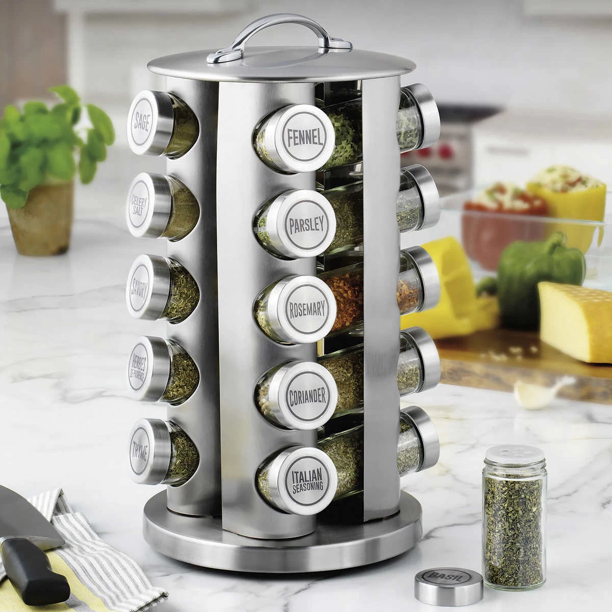 Orii 16 Jar Spice Rack with Spices Included - Rotating Countertop Tower  Organizer for Kitchen Spices and Seasonings, Free Spice Refills for 5 Years