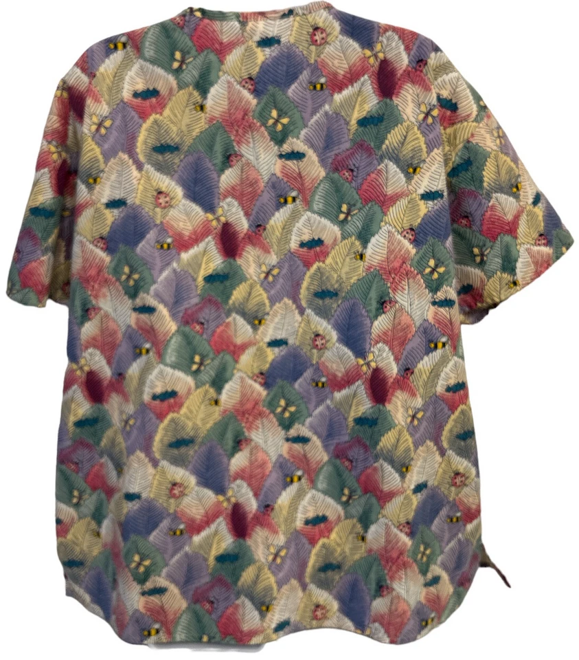 Medical Scrub Top Nurse Women’s Size Large Insects Bugs - Image 2 of 4