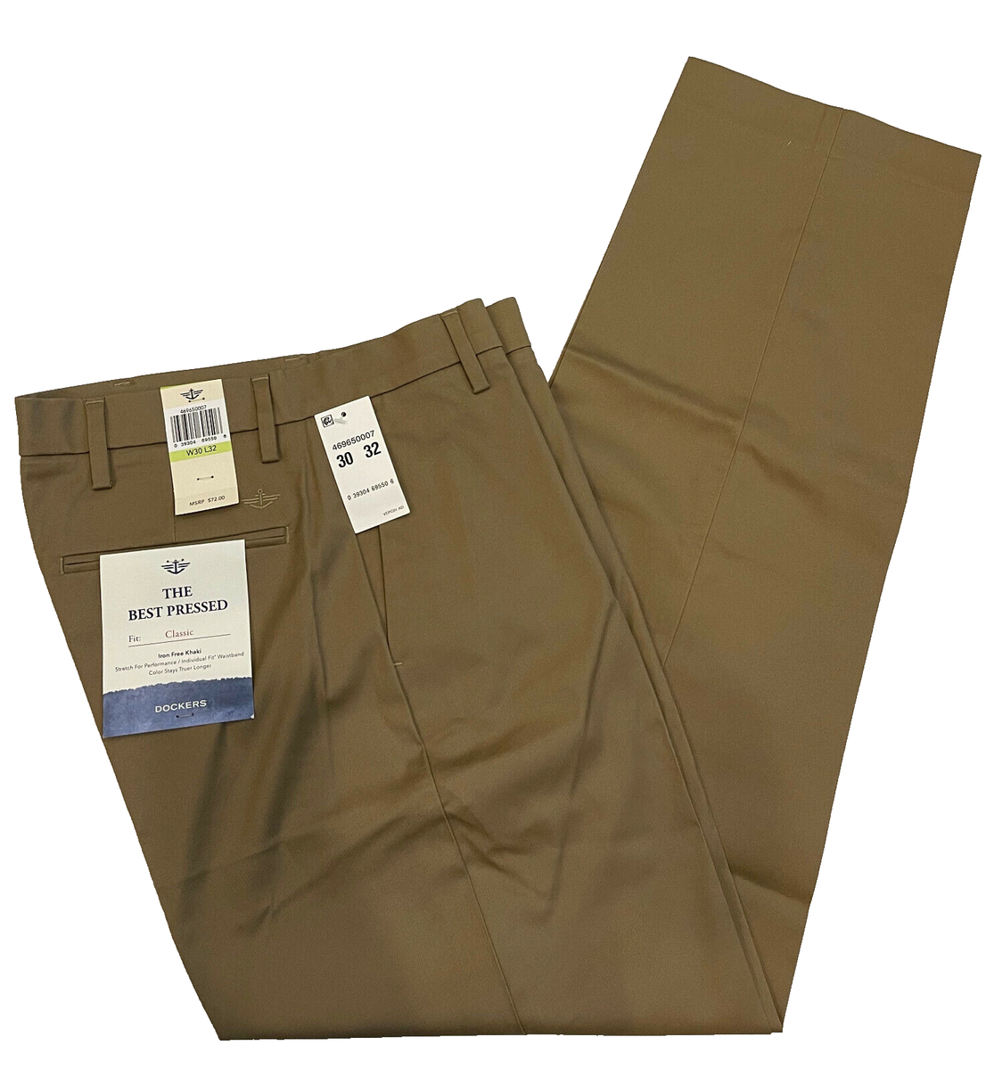 Men's DOCKERS Classic Fit D3 Khaki Pants Dark Wheat Tan Regular 30 - Main Image