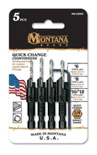 Montana Brand 5 Piece Quick Change Countersink Set #6,8,10 & 12 New Made in USA