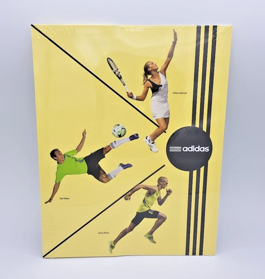 New Old Stock Lot of 3 Adidas Folders School Yellow Sports Figures Vintage 2007 - Image 2 of 3