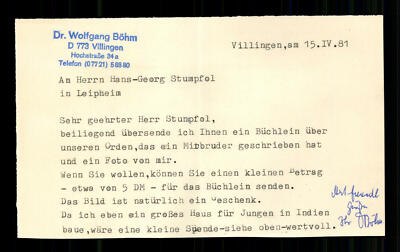 Dr. Wolfgang Böhm 1914-1988 Prämonstratenserabt Stift Tepl. Sign. #BC G 36130