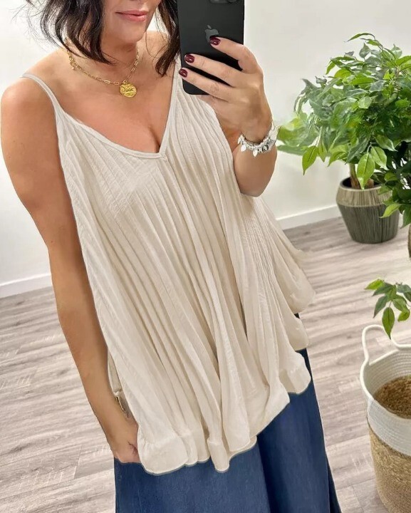 Vila Pleated Ruffle Layer Cami Maxi Dress In Birch Cream - Foto 2