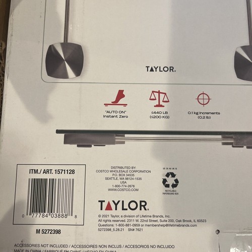 Taylor Digital Display Glass Bathroom Scale 440 LB Capacity Stainless Accents BN - Picture 11 of 12