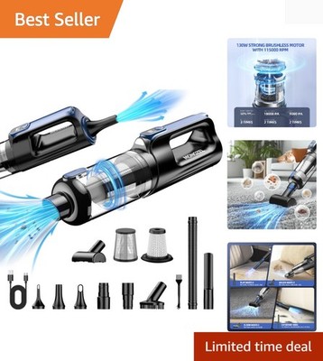 Car Vacuum Portable Cordless, 18000Pa 2 in 1 Vacuum Cleaner&Air Duster, 130W ...
