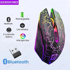Mouse Gaming RGB Bluetooth 5.2 Wireless 2.4G 1600DPI Ricaricabile 6 Pulsanti 