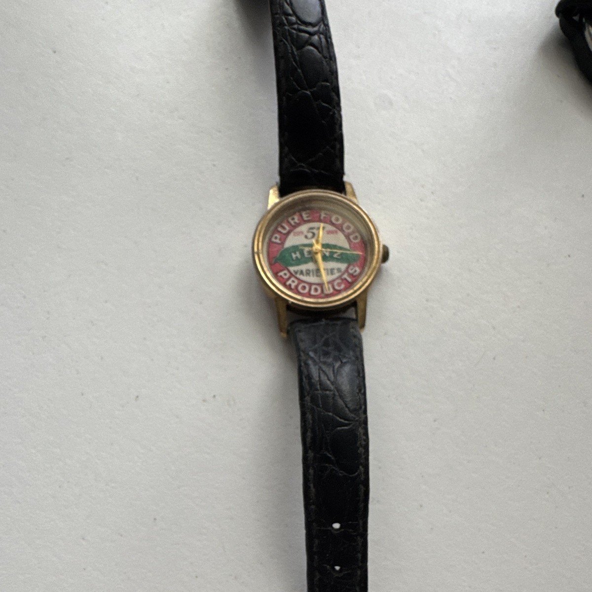 IMAGE Heinz pickle Dial Quartz Watch Gold/Black Leather View 2