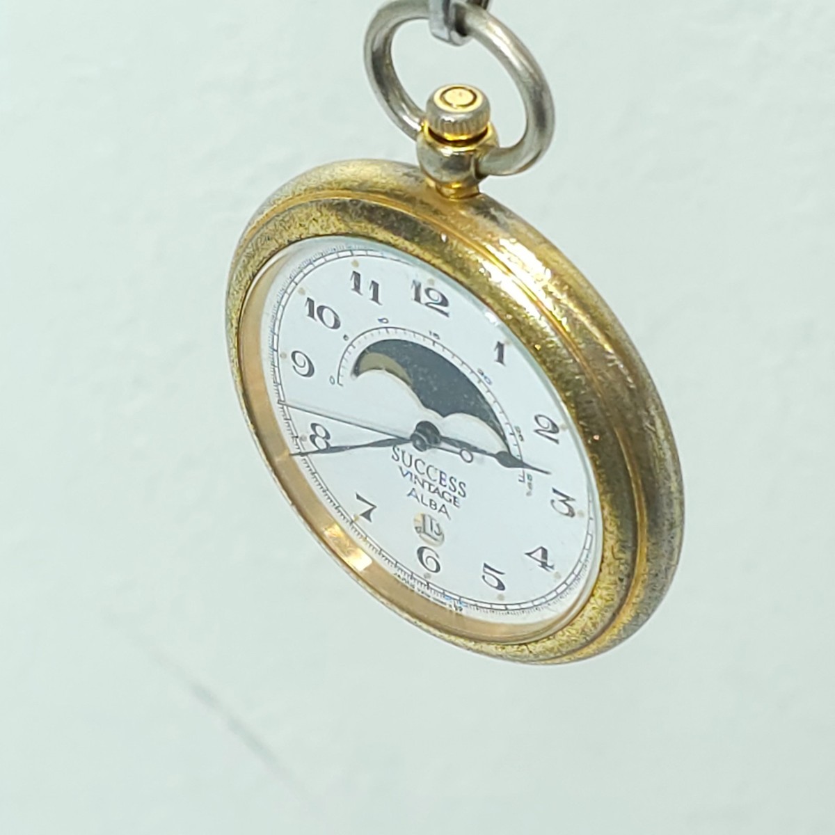 Vintage 1988 Seiko Pocket Watch Alba Success V338-0010 Moon Phase