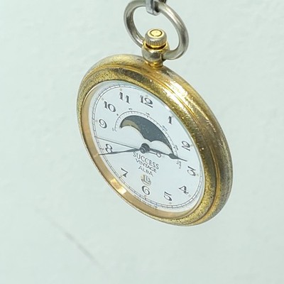Vintage 1988 Seiko Pocket Watch Alba Success V338-0010 Moon Phase