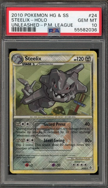 Pokemon Steelix Holo Unleashed 24/123 Crosshatch 2011 Pokemon League PSA 10