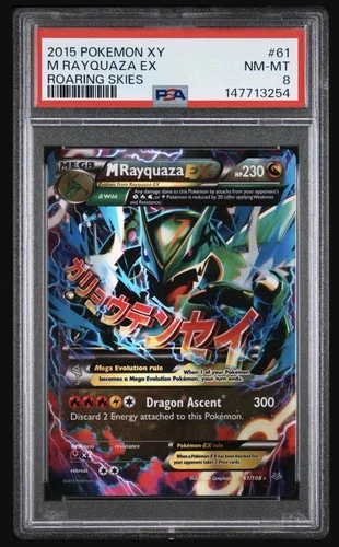 PSA 8 NM-MT - M Rayquaza EX 61/108 Roaring Skies Holo - 2015 Pokemon