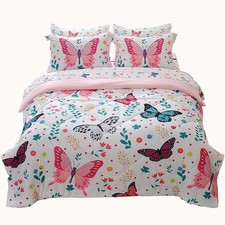 Queen Size Butterfly Comforter Set for Girls Kids Bedding Sets for Girls 7 Pi...