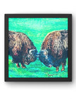 Guajardo Art: Buffalo Bump 6X6 Expressionism Signed Original Wood Panel
