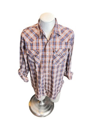 Ely Cattleman Men's Pearl Snap Western Shirt Size XL Long Sleeve Plaid Rodeo
