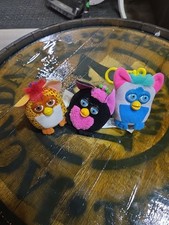 Vintage McDonalds Furby Happy Meal Toys Lot of 3 Keychain Plush 2000