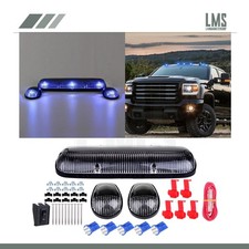 3pcs Clear Cab Roof Marker Lights T10 Blue Led For Chevy Silveradogmc Sierra