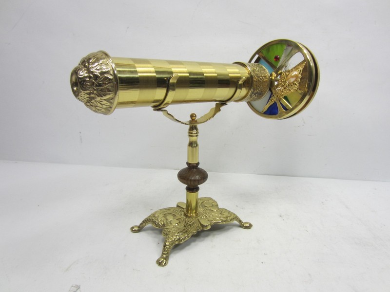 Brass & Stained Glass Kaleidoscope on Stand