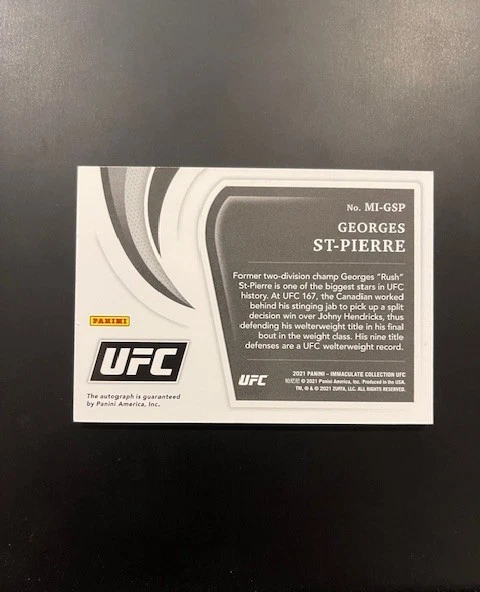Georges St-Pierre 2021 UFC Immaculate Milestones On-Card Auto 33/99 - Image 2 of 4