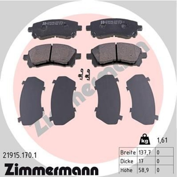 Zimmermann 21915.170.1 Bremsbelagsatz FüR Scheibenbremse Bremsbelagsatz-image