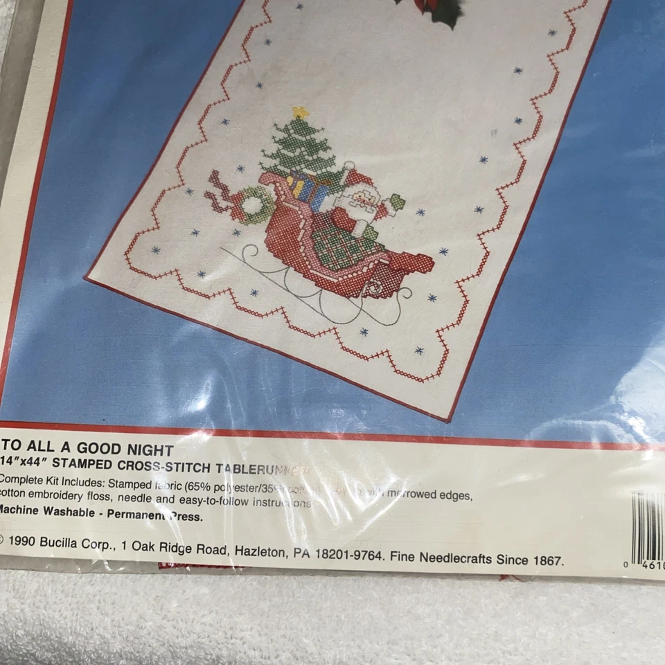 Bucilla Christma To All A Good Night Table Runner Cross Stitch Kit FREE SHIP - Image 2 of 4
