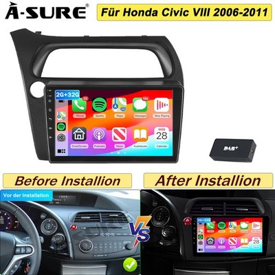 DAB+ 2+32G Android 14 Autoradio CarPlay WiFi Navi Für Honda Civic VIII Hatchback