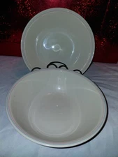  2 Corelle 8.5 Beige English Breakfast Serving Bowls Blue/Pink Trim DE