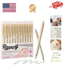Beige Cream Gel Pens 12PCS Value Pack, Cute Aesthetic Neutral Black Ink Retra...